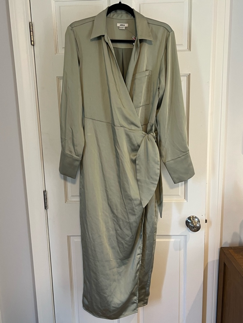 Jason Wu Sage Green Wrap Midi Dress, NWT